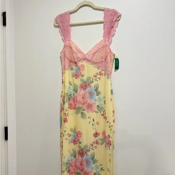 Yellow and Pink Floral Lace Dress - Picture 6 of 12